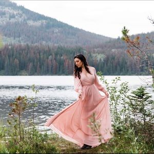 Long flowy pink dress